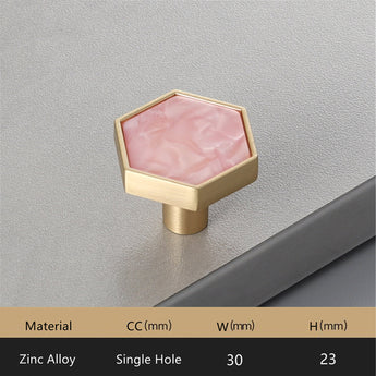 Brushed Brass Decorative Cabinet Hexagon Knobs，1.18