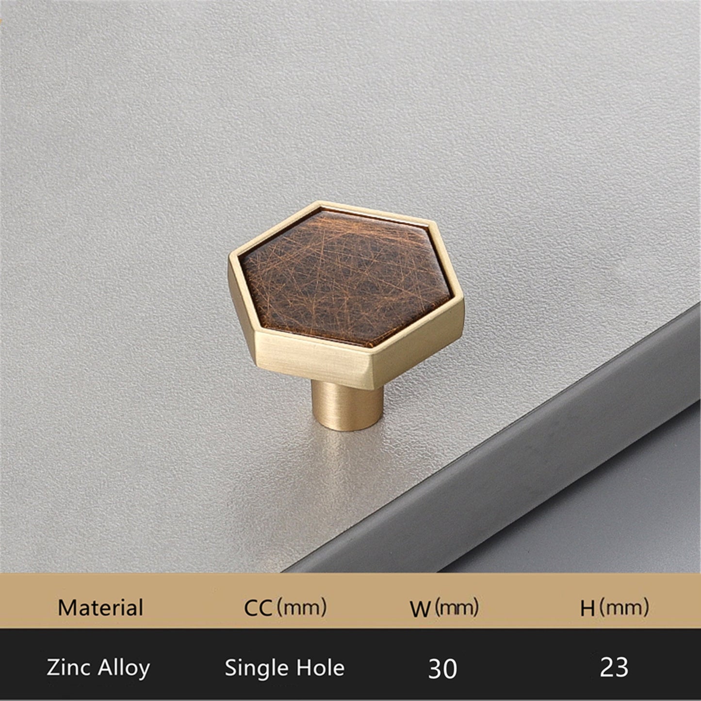 Brushed Brass Decorative Cabinet Hexagon Knobs，1.18"(30mm) Hexagon Solid Cabinet Knobs for Home，Kitchen，Bathroom，Office and More