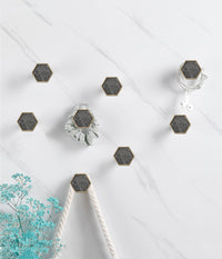 Brushed Brass Decorative Cabinet Hexagon Knobs，1.18"(30mm) Hexagon Solid Cabinet Knobs for Home，Kitchen，Bathroom，Office and More
