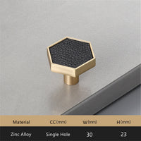 1.18"(30mm) Brushed Brass Knobs, Solid Modern Drawer Knobs Hexagon Knobs for Home, Kitchen, Bathroom, Office and More