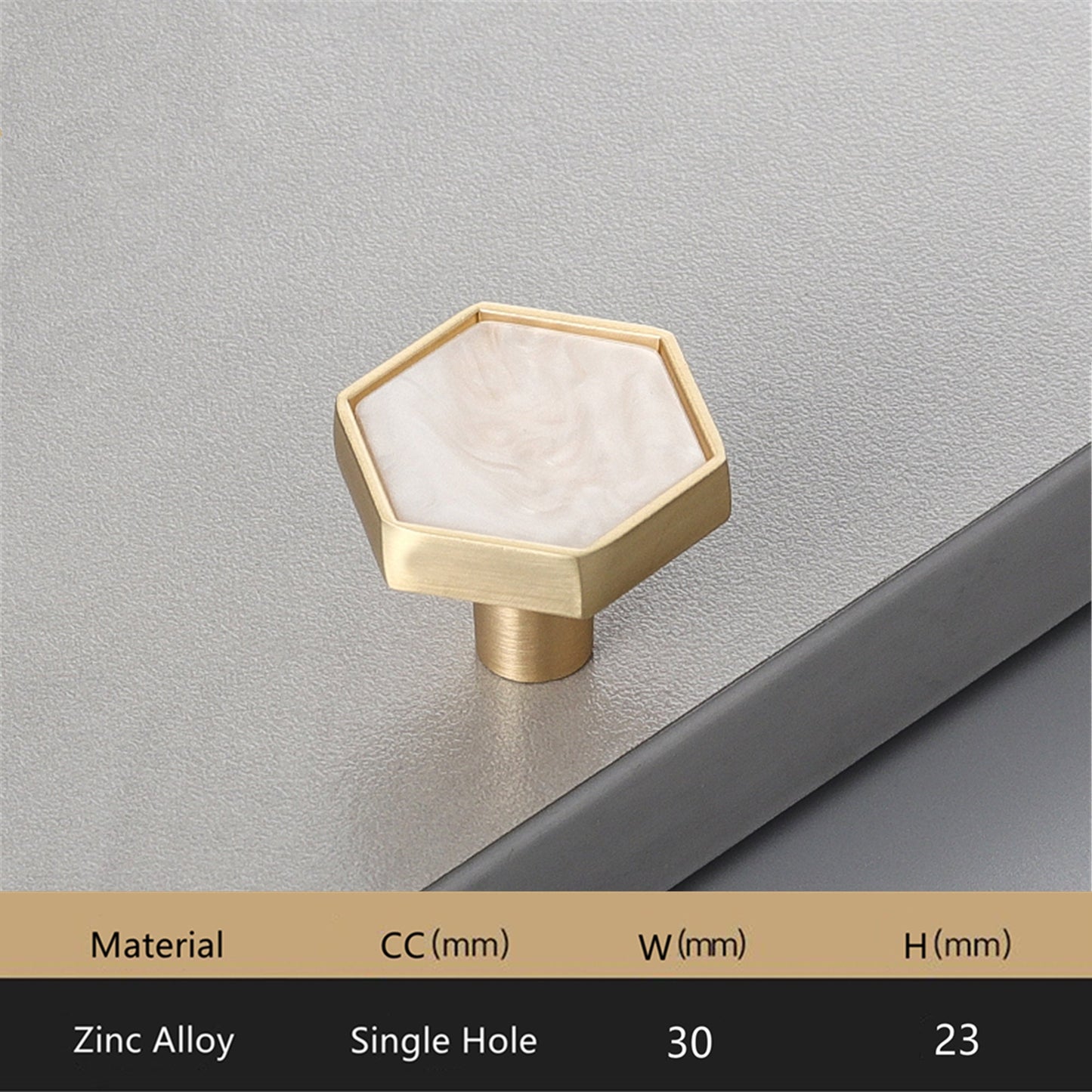 Brushed Brass Knobs, Solid Brass Cabinet Knobs, 1.18"(30mm) Hexagon Dresser Knobs for Modern Home Décor