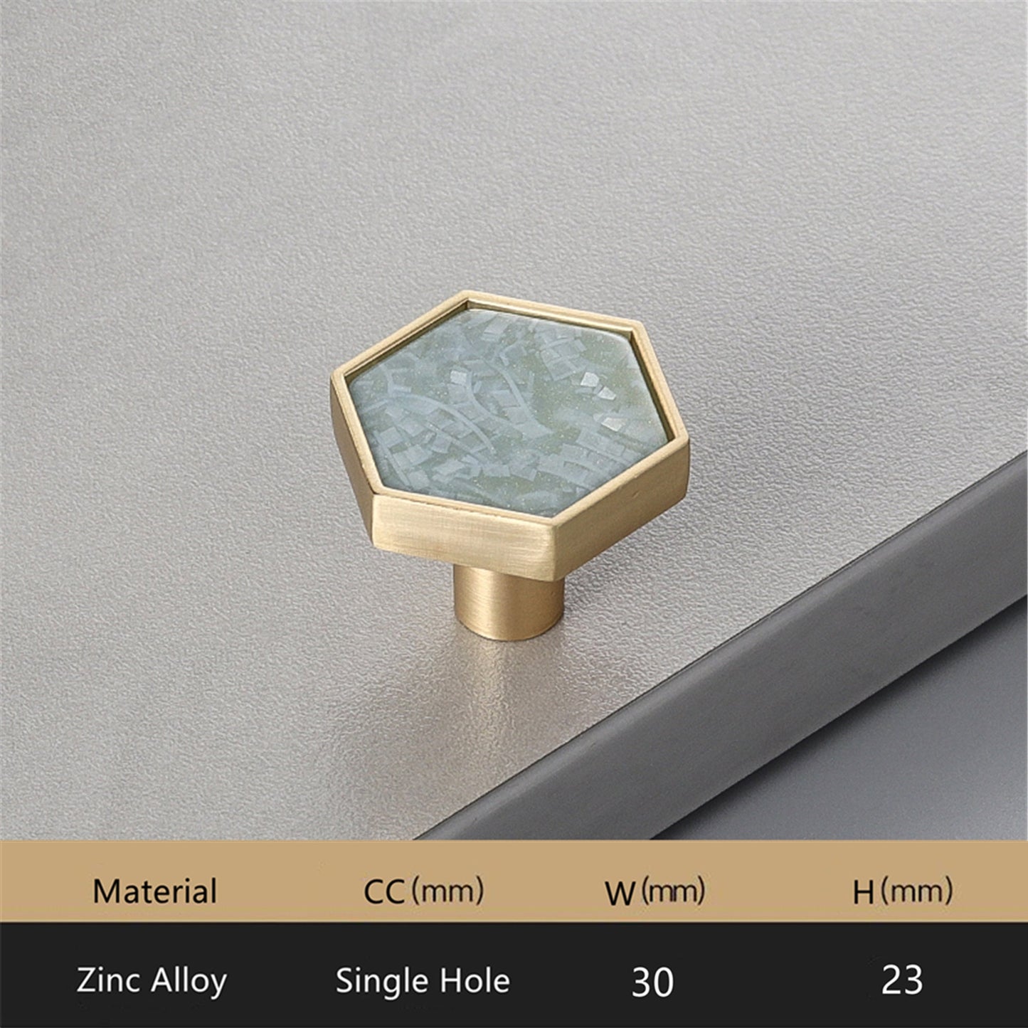 Brushed Brass Knobs, Solid Brass Cabinet Knobs, 1.18"(30mm) Hexagon Dresser Knobs for Modern Home Décor