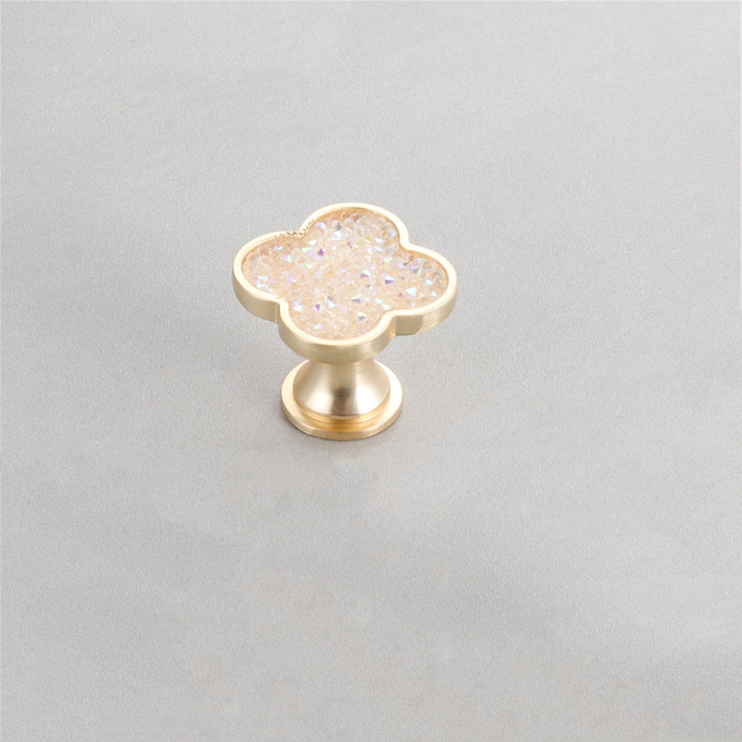 Four Leaf Clover Knobs，Zinc Alloy Cabinet Door Knobs，1.25"(32mm) Brass Door Knobs for Modern Home Décor (Four Leaf Clover-Diamond Series)