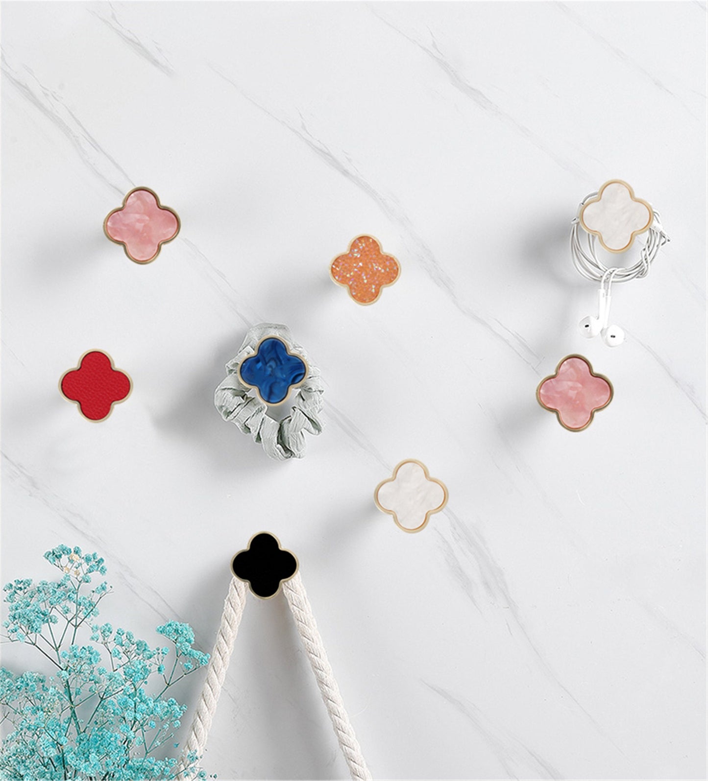 Four Leaf Clover Shape T Knobs, Zinc Alloy Round Knobs, 1.25"(32mm) Brass Door Knobs for Home, Kitchen, Bathroom, Office and More