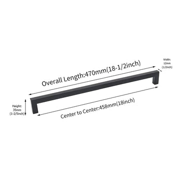 18 inch(Center To Center) Modern Square Cabinet Pulls(458mm，Matte Black)