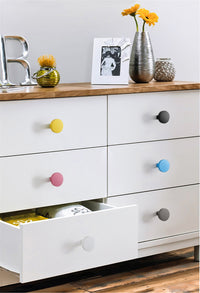 Aluminum Alloy Cabinet Knobs - Color Macaron Pattern - 1.18 Inch Round Drawer Pulls - Single Hole Knobs for Drawer Dressers Cabinet Cupboard