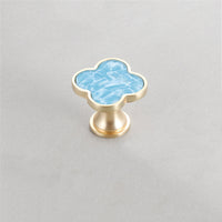 Four Leaf Clover Shape T Knobs，Decorative Zinc Alloy Round Cabinet Knobs，1.25"(32mm) Brass Door Knobs for Modern Home Décor