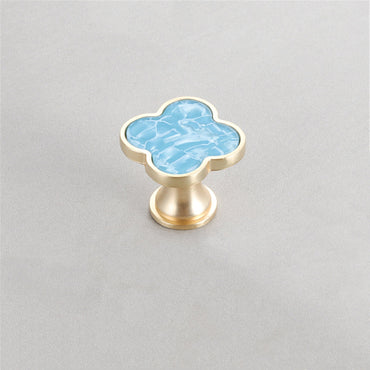 Four Leaf Clover Shape T Knobs，Decorative Zinc Alloy Round Cabinet Knobs，1.25"(32mm) Brass Door Knobs for Modern Home Décor