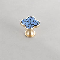 Four Leaf Clover Shape T Knobs，Decorative Zinc Alloy Round Cabinet Knobs，1.25"(32mm) Brass Door Knobs for Modern Home Décor