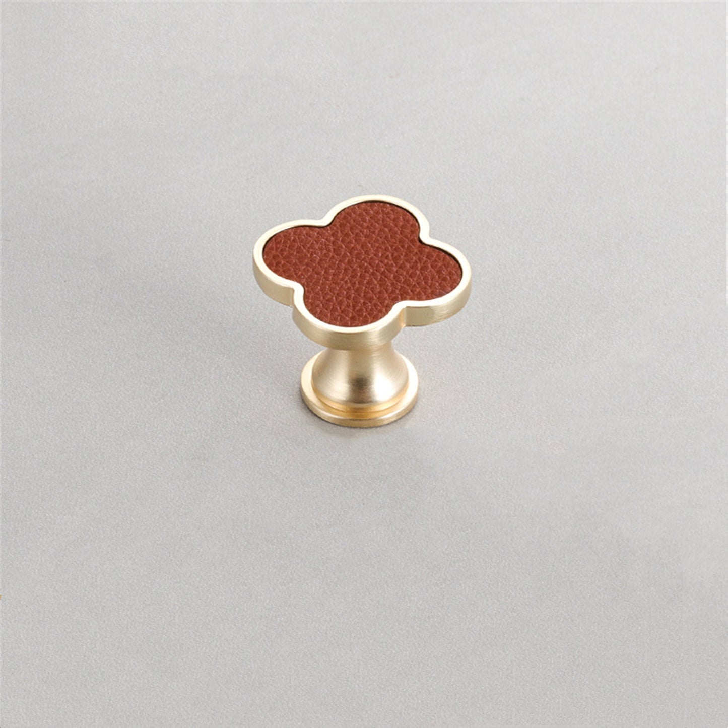 Leather Dresser Knobs, Handmade Leather Handles, Four Leaf Clover Shape T Knobs for Home, Kitchen, Bathroom, Office and More