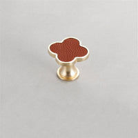 Leather Dresser Knobs, Handmade Leather Handles, Four Leaf Clover Shape T Knobs for Home, Kitchen, Bathroom, Office and More