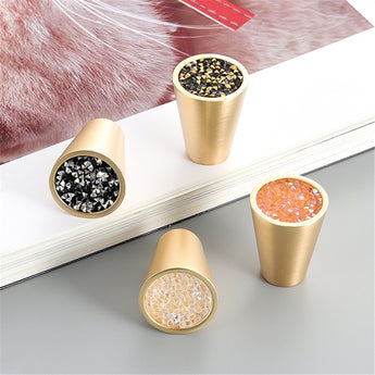 Gold Brass Cabinet Knobs，0.94 inch Diameter，Brushed Dresser Drawer Knobs Pull Handle for Kitchen Bathroom Cabinets (Cone)