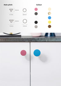 Children Room Knobs - Color Macaron Pattern - 1.38 Inch Round Drawer Pulls - Single Hole Knobs for Kitchen Bathroom Kids Room Girls Room