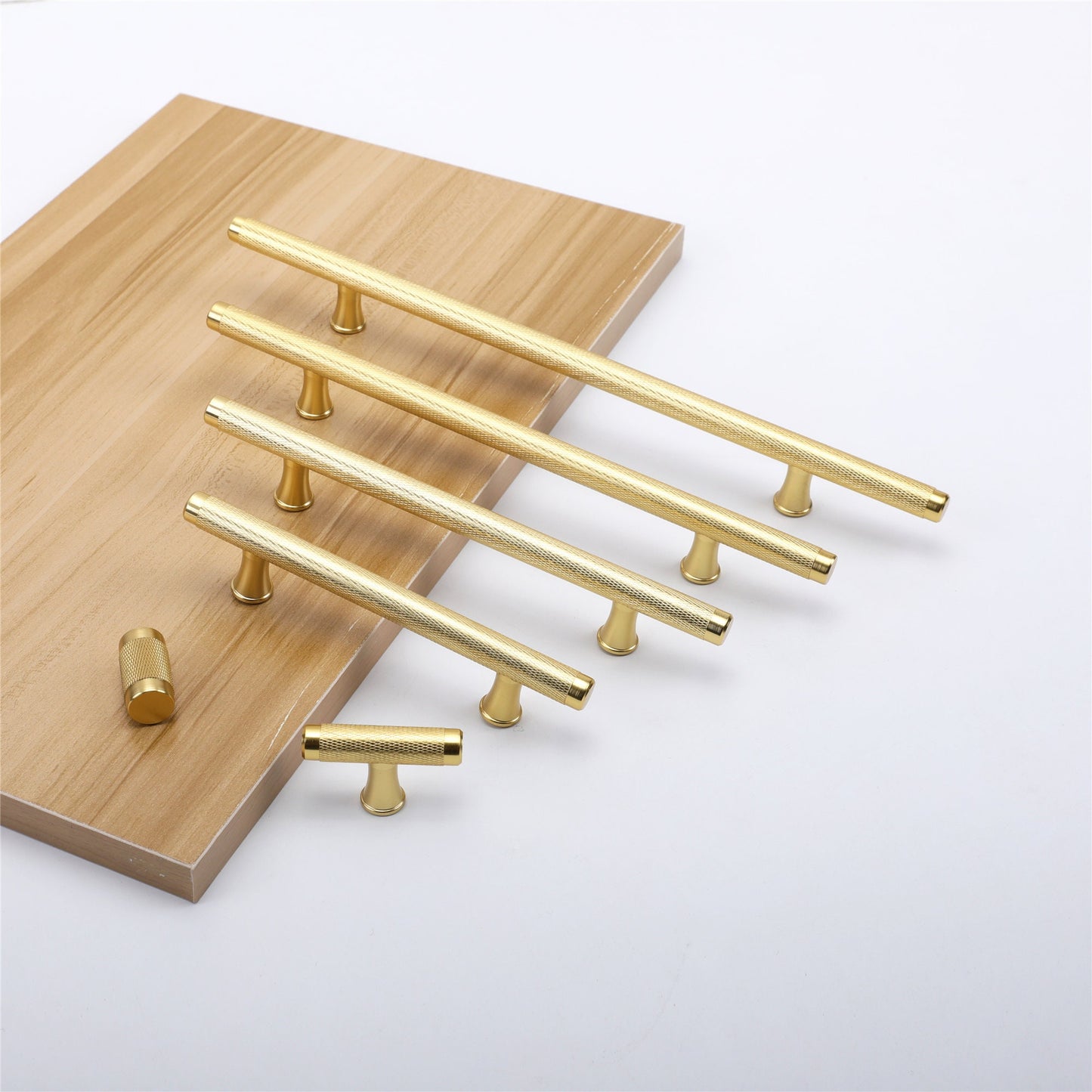 Knurled Texture Drawer Pulls Gold Cabinet Handles - Round Bar Series - Hole Centers (Knob,3.75",5",6.25",7.5",8.8",10")