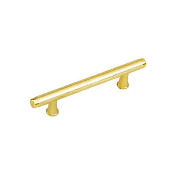 3.75 Inch(C-C) Knurled Texture Drawer Pulls Gold Cabinet Handles(Hole Centers:96mm)