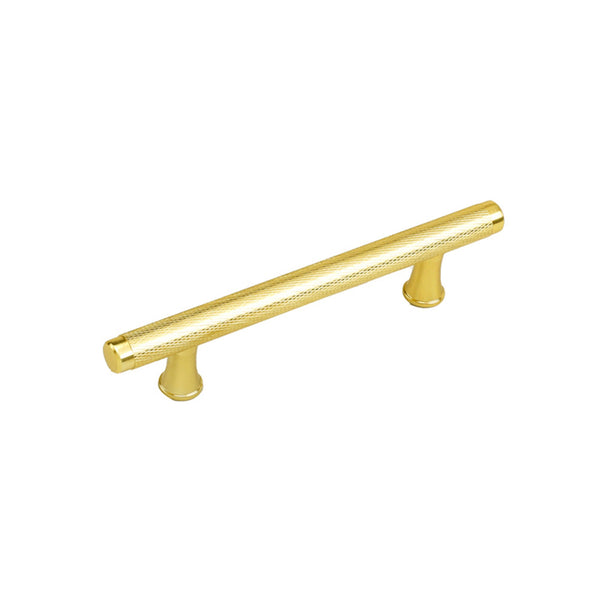 3.75 Inch(C-C) Knurled Texture Drawer Pulls Gold Cabinet Handles(Hole Centers:96mm)