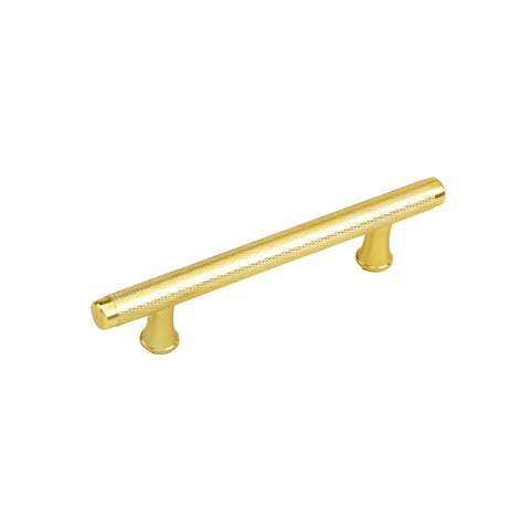 3.75 Inch(C-C) Knurled Texture Drawer Pulls Gold Cabinet Handles(Hole Centers:96mm)