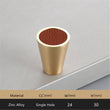 Gold Brass Cabinet Knobs,Leather Drawer Pulls,Leather Dresser Knobs, Handmade Leather Handles for Cabinet, Doors and Drawers (Cone)