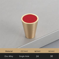 Gold Brass Cabinet Knobs,Leather Drawer Pulls,Leather Dresser Knobs, Handmade Leather Handles for Cabinet, Doors and Drawers (Cone)