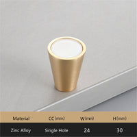 Gold Brass Cabinet Knobs，0.94 inch Diameter，Brushed Dresser Drawer Knobs Pull Handle for Bath Kitchen Cabinetry (Cone)