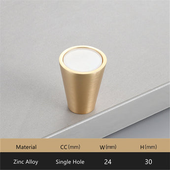Gold Brass Cabinet Knobs，0.94 inch Diameter，Brushed Dresser Drawer Knobs Pull Handle for Bath Kitchen Cabinetry (Cone)