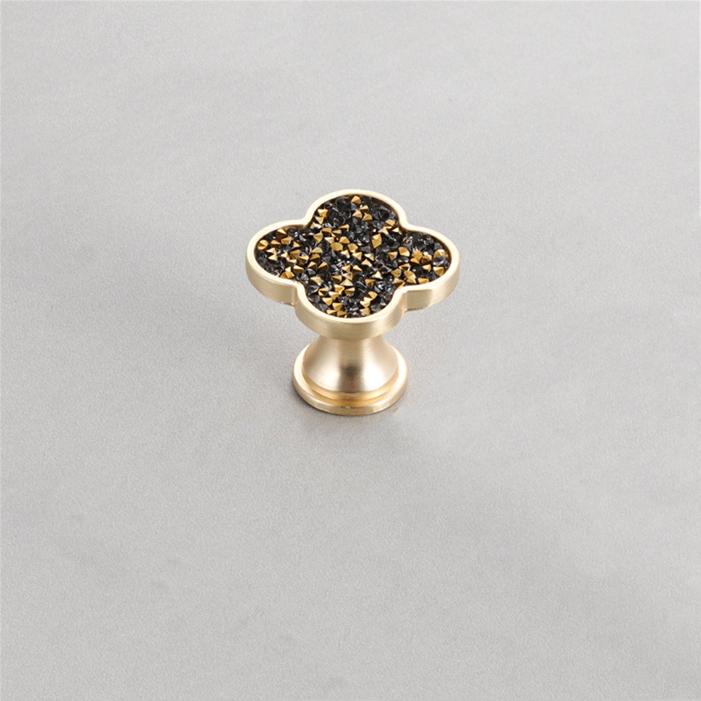 Four Leaf Clover Knobs，Zinc Alloy Cabinet Door Knobs，1.25"(32mm) Brass Door Knobs for Modern Home Décor (Four Leaf Clover-Diamond Series)