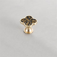 Four Leaf Clover Knobs，Zinc Alloy Cabinet Door Knobs，1.25"(32mm) Brass Door Knobs for Modern Home Décor (Four Leaf Clover-Diamond Series)