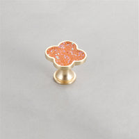 Four Leaf Clover Knobs，Zinc Alloy Cabinet Door Knobs，1.25"(32mm) Brass Door Knobs for Modern Home Décor (Four Leaf Clover-Diamond Series)