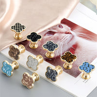 Four Leaf Clover Shape T Knobs, Zinc Alloy Round Knobs, 1.25"(32mm) Brass Door Knobs for Home, Kitchen, Bathroom, Office and More