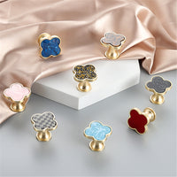 Four Leaf Clover Shape T Knobs, Zinc Alloy Cabinet Knobs, 1.25"(32mm) Brass Door Knobs for Home Office Kitchen Dresser Wardrobe