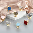 Four Leaf Clover Shape T Knobs, Zinc Alloy Round Knobs, 1.25"(32mm) Brass Door Knobs for Home, Kitchen, Bathroom, Office and More