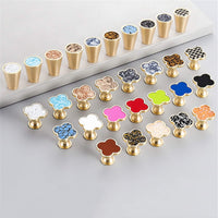 Four Leaf Clover Shape T Knobs, Zinc Alloy Round Knobs, 1.25"(32mm) Brass Door Knobs for Home, Kitchen, Bathroom, Office and More