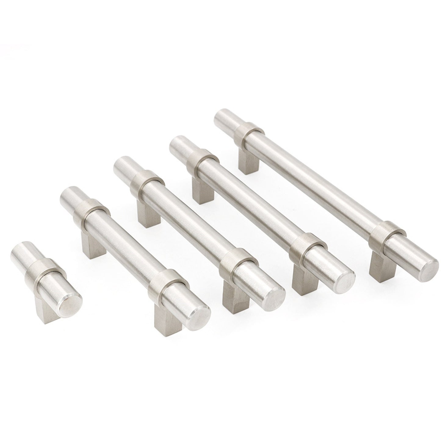 Brushed Nickel Drawer Pulls Kitchen Cabinet Handles - Round Shape Series - Hole Centers(Single Hole, 3",3.5,3.75,4",5",6.25",7.5",8.8",10")