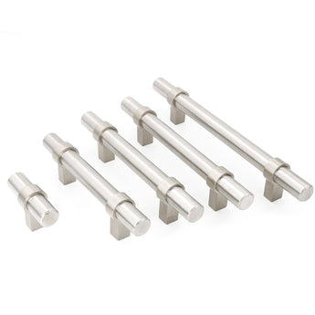 Brushed Nickel Drawer Pulls Kitchen Cabinet Handles - Round Shape Series - Hole Centers(Single Hole, 3