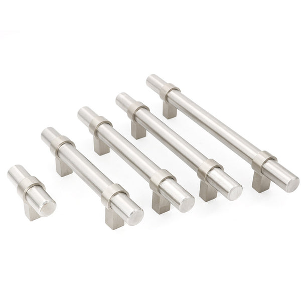 Brushed Nickel Drawer Pulls Kitchen Cabinet Handles - Round Shape Series - Hole Centers(Single Hole, 3",3.5,3.75,4",5",6.25",7.5",8.8",10")