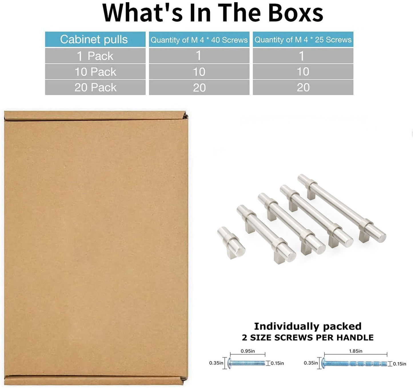 3-1/2"(90mm) Hole Center Cabinet Handles Pulls for Kitchen Stainless Steel Brushed Nickel Drawer Pulls ( 6" Length ）
