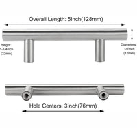 3 Inch Brushed Nickel Cabinet Pulls Modern Cabinet Handles(76mm, Hole Centers)