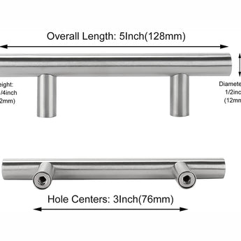 3 Inch Brushed Nickel Cabinet Pulls Modern Cabinet Handles(76mm, Hole Centers)