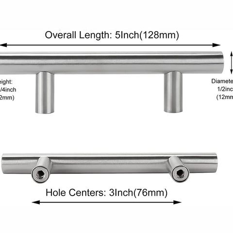 3 Inch Brushed Nickel Cabinet Pulls Modern Cabinet Handles(76mm, Hole Centers)