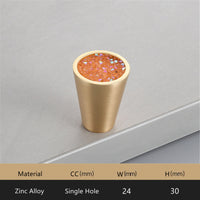Gold Brass Cabinet Knobs，0.94 inch Diameter，Brushed Dresser Drawer Knobs Pull Handle for Kitchen Bathroom Cabinets (Cone)
