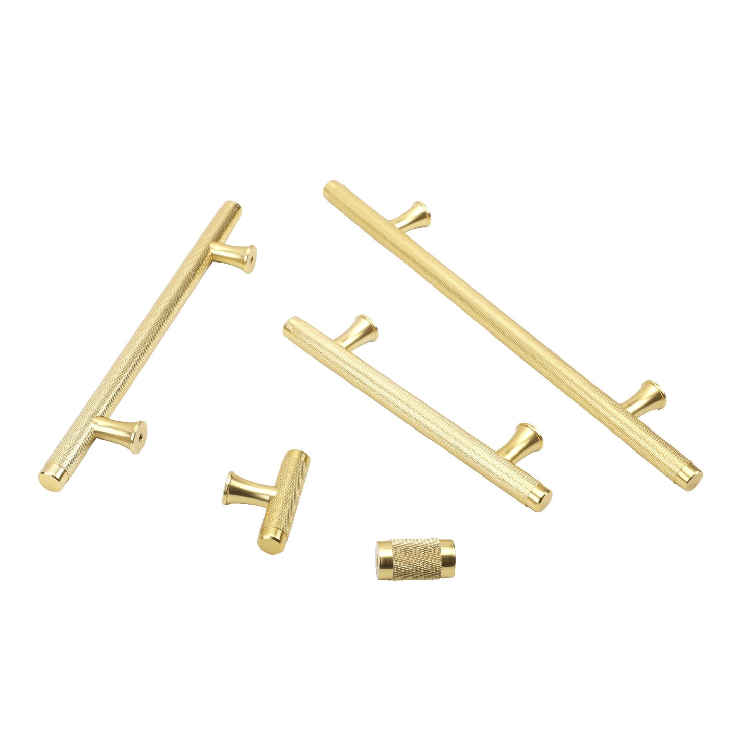 5 Inch(C-C) Knurled Texture Drawer Pulls Gold Cabinet Handles(Hole Centers: 128mm)