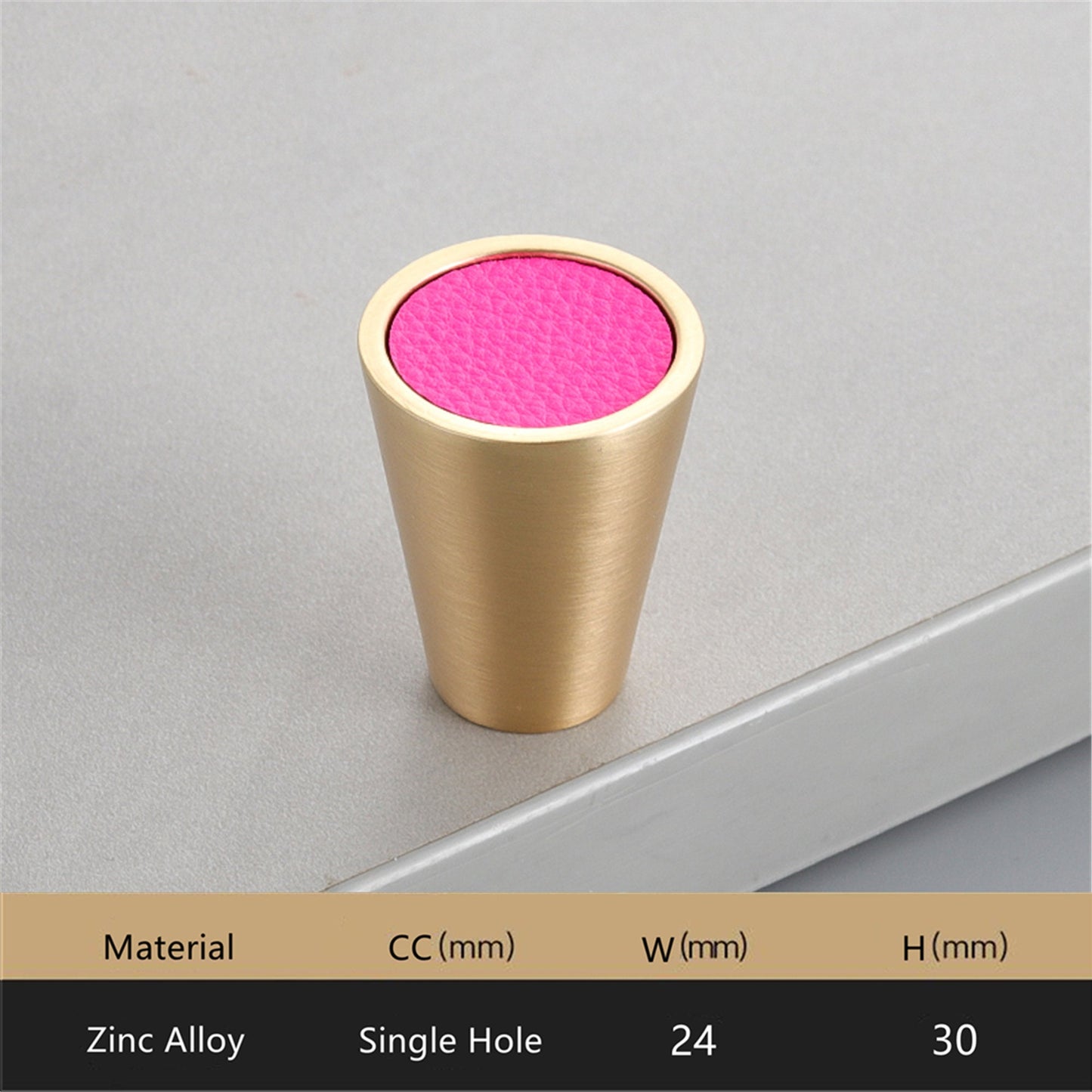 Gold Brass Cabinet Knobs,Leather Drawer Pulls,Leather Dresser Knobs, Handmade Leather Handles for Cabinet, Doors and Drawers (Cone)