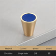 Gold Brass Cabinet Knobs,Leather Drawer Pulls,Leather Dresser Knobs, Handmade Leather Handles for Cabinet, Doors and Drawers (Cone)