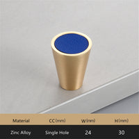 Gold Brass Cabinet Knobs,Leather Drawer Pulls,Leather Dresser Knobs, Handmade Leather Handles for Cabinet, Doors and Drawers (Cone)