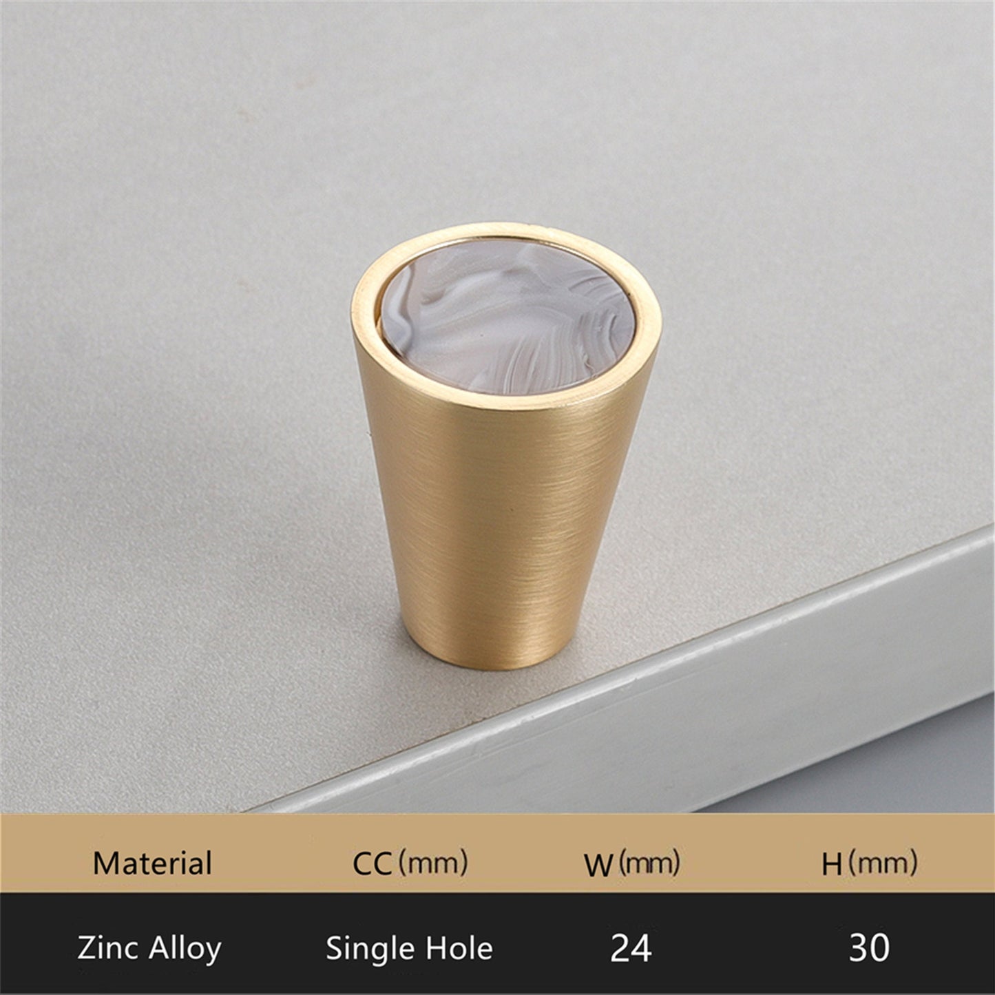 Gold Brass Cabinet Knobs，0.94 inch Diameter，Brushed Dresser Drawer Knobs Pull Handle for Bath Kitchen Cabinetry (Cone)