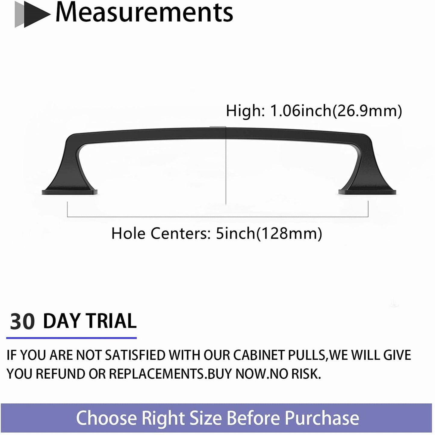 5 Inch(128mm) Kitchen Cabinet Pulls, Matte Black Aluminum Alloy Cabinet Handles For Bathroom Cupboard Drawer Handles Dresser Pulls