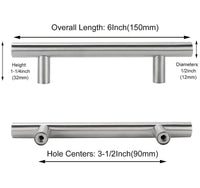 3-1/2 Inch Brushed Nickel Cabinet Pulls Modern Cabinet Handles(90mm, Hole Centers)