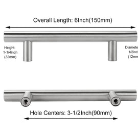 3-1/2 Inch Brushed Nickel Cabinet Pulls Modern Cabinet Handles(90mm, Hole Centers)