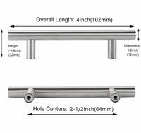 2-1/2 Inch Cabinet Handles Brushed Nickel Cabinet Pulls(64mm, Hole Centers)