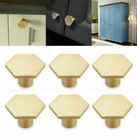 Solid Brass Gold Knobs - 1.33" Diameter (34mm), Brass - Hexagon Dresser Knobs for Lving Room，Bedrooms，DIY Lovers，Gifts